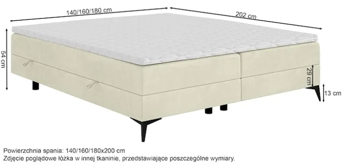 Łóżko kontynentalne Baseo niskie 140x200 cm bez wezgłowia z pojemnikami i topperem jasnoszare welur hydrofobowy