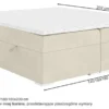 Łóżko kontynentalne Baseo wysokie 140x200 cm bez wezgłowia z pojemnikami i topperem kremowe welur hydrofobowy