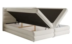 Łóżko kontynentalne 140x200 cm Alegre z topperem i dwoma pojemnikami jasnobeżowe szenil hydrofobowy