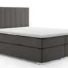 Łóżko kontynentalne 160x200 cm Alenna z pojemnikami i topperem ciemnoszare welur hydrofobowy