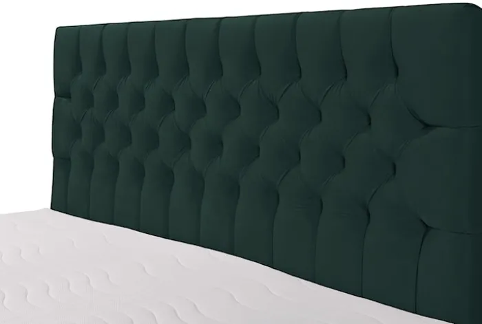 Łóżko kontynentalne 140x200 cm Daissy z pojemnikami i topperem butelkowa zieleń welur