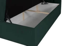 Łóżko kontynentalne 140x200 cm Daissy z pojemnikami i topperem butelkowa zieleń welur