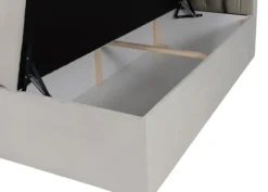 Łóżko kontynentalne 140x200 cm Daissy z pojemnikami i topperem jasnobeżowe welur