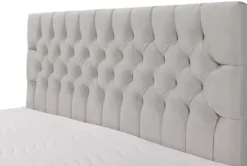 Łóżko kontynentalne 140x200 cm Daissy z pojemnikami i topperem jasnobeżowe welur