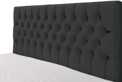 Łóżko kontynentalne 160x200 cm Daissy z pojemnikami i topperem ciemnoszare welur