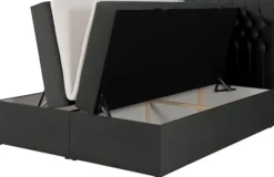 Łóżko kontynentalne 160x200 cm Daissy z pojemnikami i topperem ciemnoszare welur