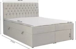 Łóżko kontynentalne 160x200 cm Daissy z pojemnikami i topperem szare welur