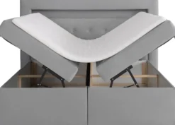 Łóżko kontynentalne 140x200 cm Goldess z pojemnikami i oświetleniem LED szare welwet