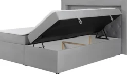 Łóżko kontynentalne 160x200 cm Goldess z pojemnikami i oświetleniem LED szare welwet