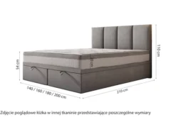 Łóżko kontynentalne 140x200 cm Mercatale z pojemnikami miedziany welur
