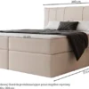 Łóżko kontynentalne 200x200 cm Moly z materacem bonellowym i topperem jasnoszare welur hydrofobowy