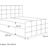 Łóżko kontynentalne 140x200 cm Padwa z pojemnikami i topperem beżowe welur