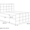 Łóżko kontynentalne 160x200 cm Padwa z pojemnikami i topperem szare welur