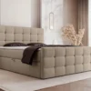 Łóżko kontynentalne 160x200 cm Padwa z pojemnikami i topperem ciemnobeżowe welur