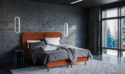 Łóżko kontynentalne 180x200 cm Palmori miedziane welur hydrofobowy