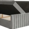 Łóżko kontynentalne 180x200 cm Saliano z pojemnikami i topperem szare welur