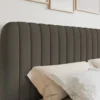 Łóżko kontynentalne 180x200 cm Saliano z pojemnikami i topperem brązowe welur