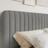 Łóżko kontynentalne 200x200 cm Saliano z pojemnikami i topperem szare welur