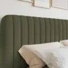 Łóżko kontynentalne 200x200 cm Saliano z pojemnikami i topperem oliwkowe welur