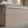 Łóżko kontynentalne 140x200 cm Softie z pojemnikami i topperem ciemnobeżowe szenil