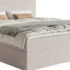 Łóżko kontynentalne 180x200 cm Softie z pojemnikami i topperem beżowe szenil