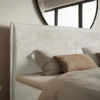 Łóżko kontynentalne 160x200 cm Softie z pojemnikami i topperem szarobeżowe welur hydrofobowy