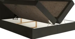 Łóżko kontynentalne 180x200 cm Softie z pojemnikami i topperem ciemnozielone welur hydrofobowy