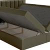 Łóżko kontynentalne 180x200 cm Togents z pojemnikami i topperem ciemnozielone szenil hydrofobowy