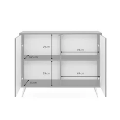 Komoda Bello z lamelowymi frontami 104 cm czarna ze złotymi nogami