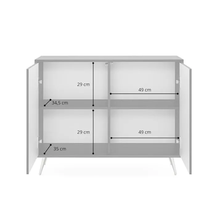 Komoda Bello z lamelowymi frontami 104 cm czarna ze złotymi nogami