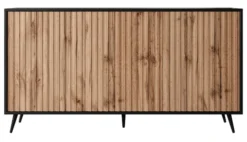 Komoda Bello z lamelowymi frontami 154 cm czarna/dąb wotan