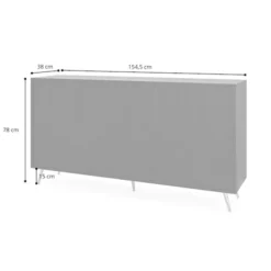 Komoda Bello z lamelowymi frontami 154 cm biała ze złotymi nogami