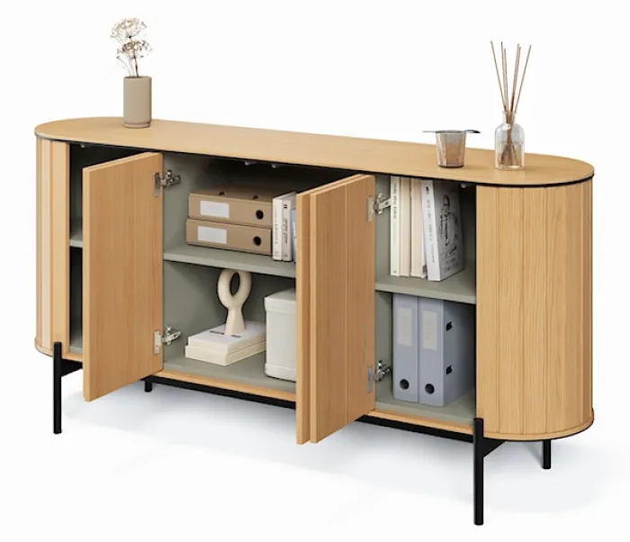 Komoda czterodrzwiowa Rotto z ryflami 168 cm dąb vincenza