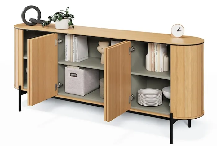 Komoda czterodrzwiowa Rotto z ryflami 200 cm dąb vincenza