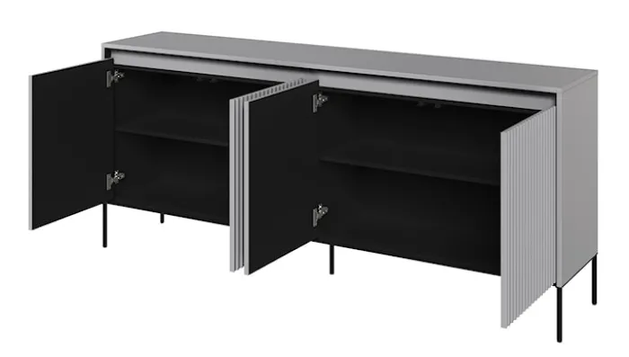 Komoda czterodrzwiowa Trend niska 193 cm z LED Szara