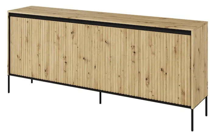 Komoda czterodrzwiowa Trend niska 193 cm z LED Dąb artisan