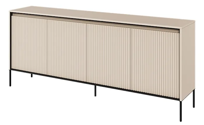 Komoda czterodrzwiowa Trend niska 193 cm z LED Beżowa