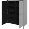 Komoda czterodrzwiowa Trend wysoka 98 cm z LED Szara