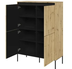 Komoda czterodrzwiowa Trend wysoka 98 cm z LED Dąb artisan