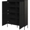 Komoda czterodrzwiowa Trend wysoka 98 cm z LED Czarna