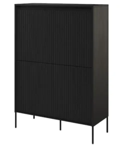 Komoda czterodrzwiowa Trend wysoka 98 cm z LED Czarna