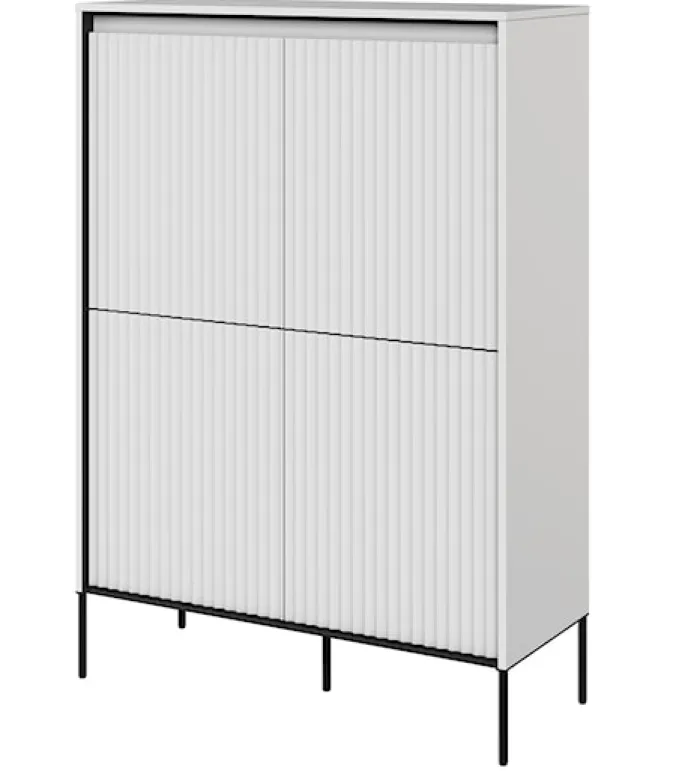 Komoda czterodrzwiowa Trend wysoka 98 cm z LED Biała