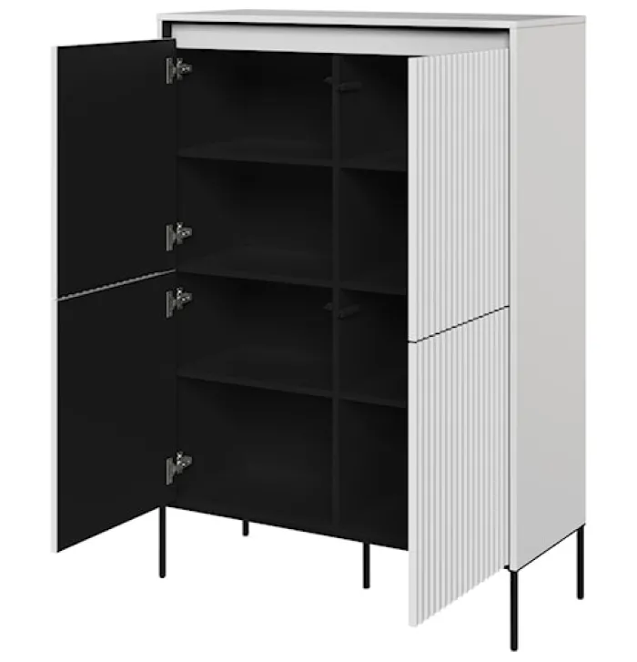 Komoda czterodrzwiowa Trend wysoka 98 cm z LED Biała