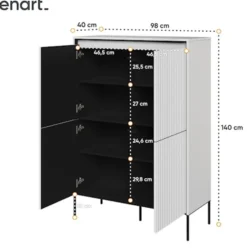 Komoda czterodrzwiowa Trend wysoka 98 cm z LED Biała