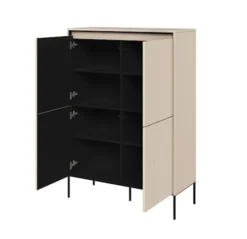 Komoda czterodrzwiowa Trend wysoka 98 cm z LED Beżowa