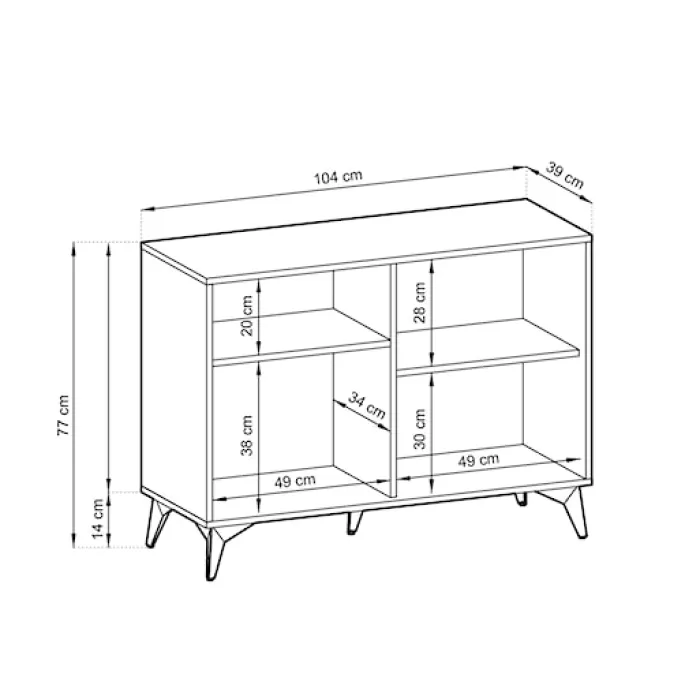 Komoda dwudrzwiowa Boulia 104 cm czarna/dąb Evoke jodełka