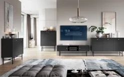 Komoda dwudrzwiowa Divenos z szufladami 104 cm Czarna