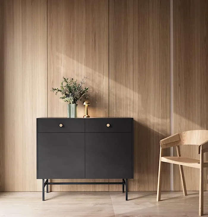 Komoda dwudrzwiowa Divenos z szufladami 104 cm Czarna