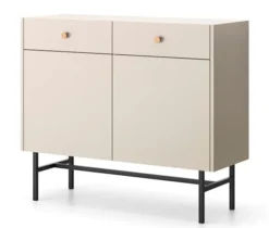 Komoda dwudrzwiowa Divenos z szufladami 104 cm Szary beż