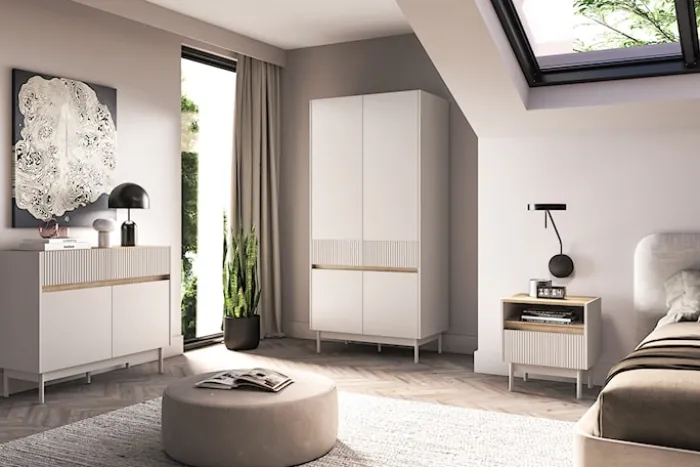 Komoda dwudrzwiowa Dunea z dwiema szufladami 104 cm kaszmir/dąb